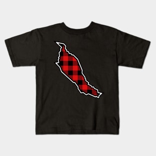 Denman Island Silhouette in Red and Black Plaid - Gulf Islands Gift - Denman Island Kids T-Shirt